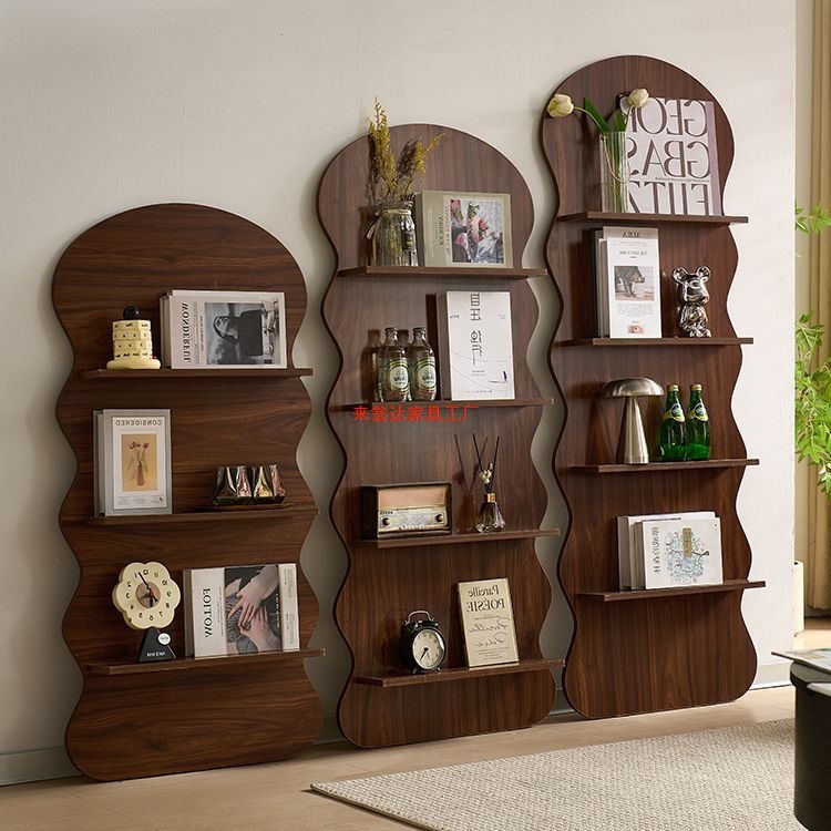 北欧ins风书架杂志架中古置物架靠墙展示架落地书架报刊架置物架