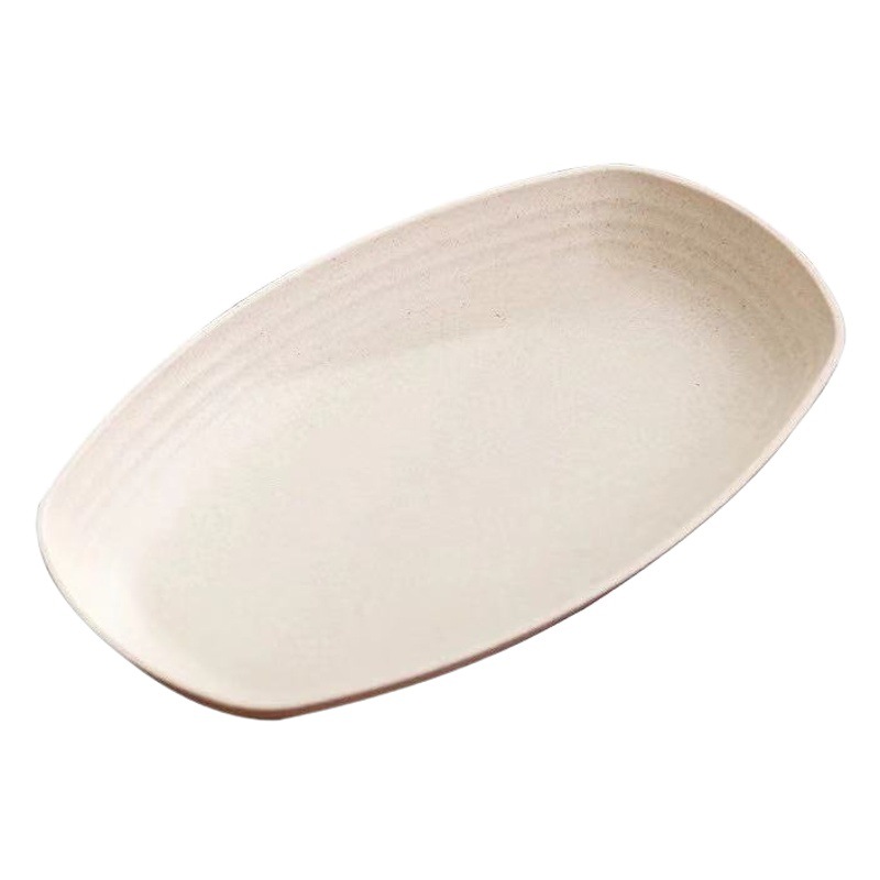 Plato de paja de trigo para pescado, plato grande para el hogar, plato ecológico para servir verduras.