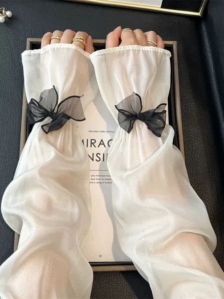 Simulated Silk Sunscreen Sleeves for Women, Ice Silk Sleeves, Summer Organza Ice Sleeves, Thin Arm Guards, Loose and Breathable, Driving Outdoors