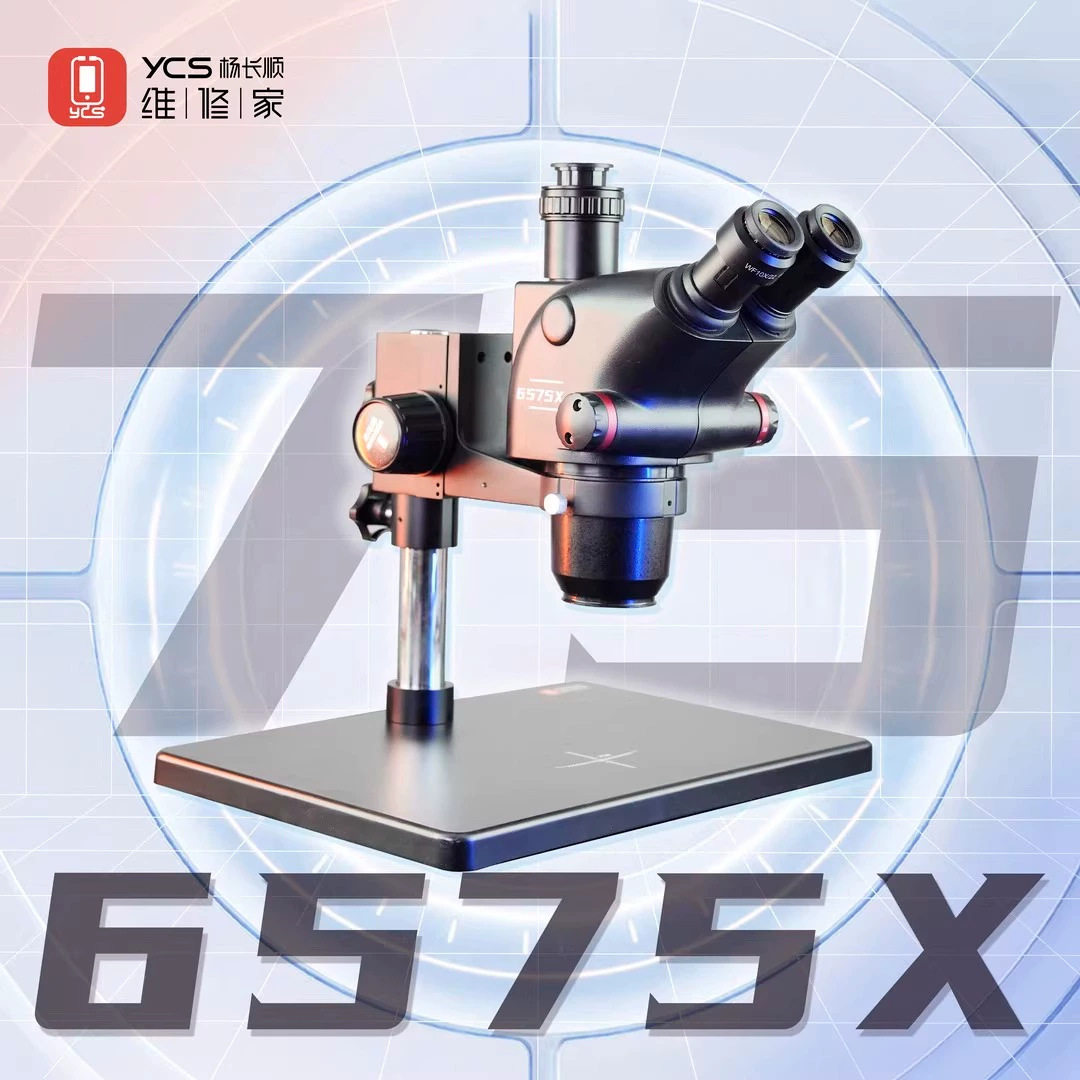 Microscopio Trinocular YCS-6575X de Yang Changshun Repair Shop, Zoom Continuo de 6.5-75x, Equipo de Reparación de Teléfonos Móviles