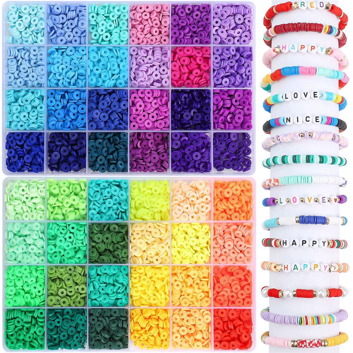 Керамика, набор бусин, handmade изготавли, браслет, ожерелье, аксессуар, 24 ячеек, 6мм, DIY
