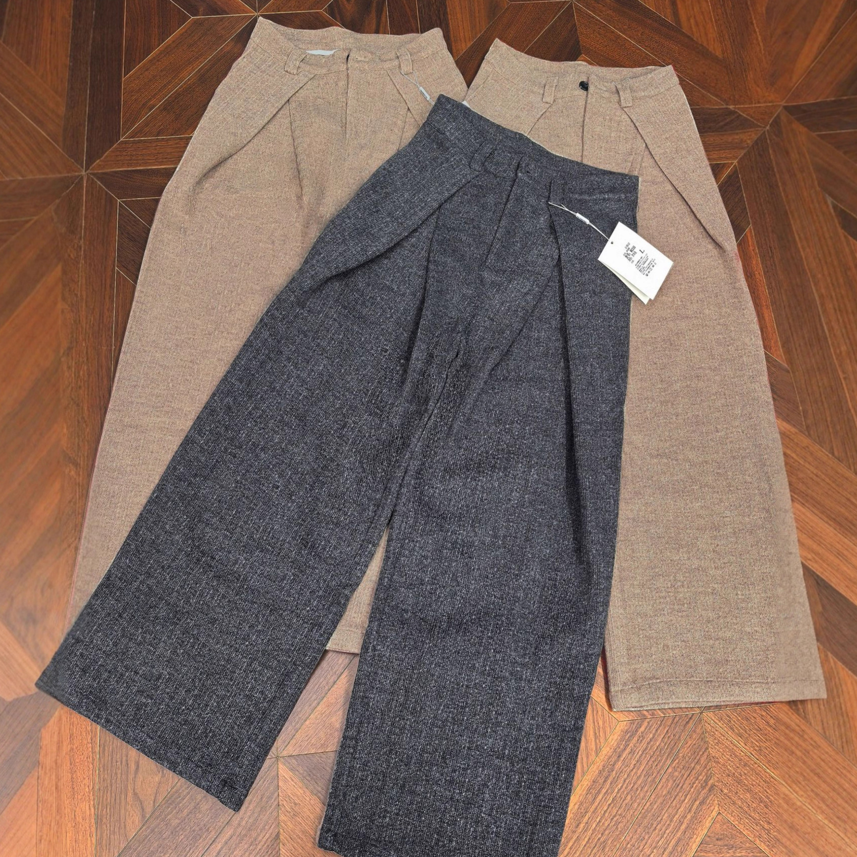 Pleated Design Textured Casual Pants for Men, Autumn Style, Loose Straight-Leg Dress Pants, Trendy Retro Silhouette Long Trousers