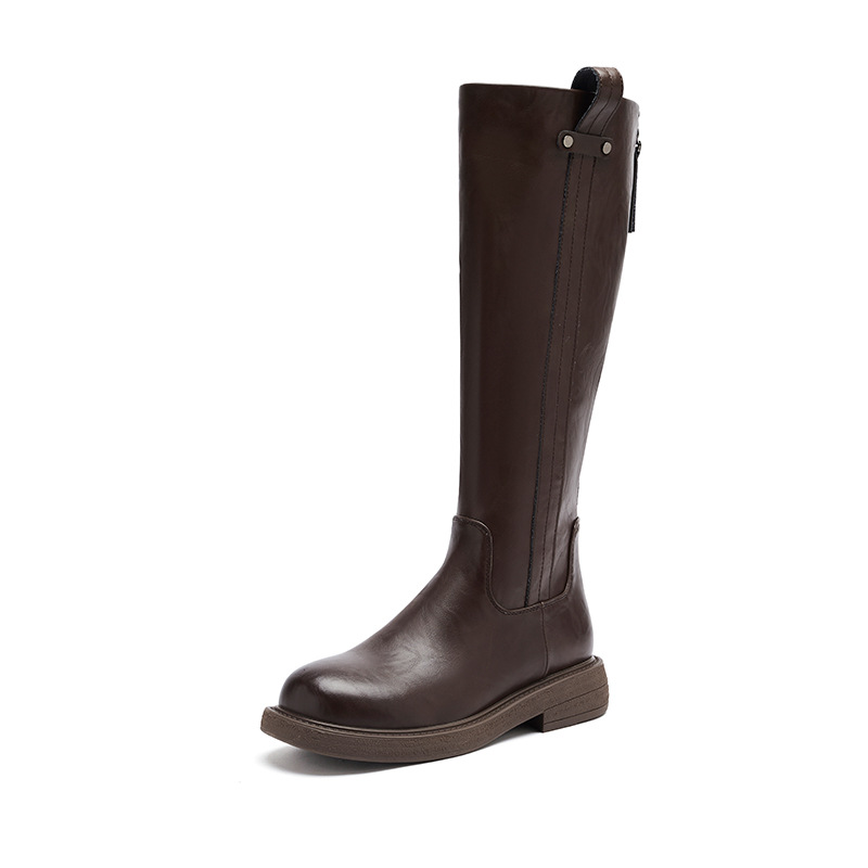 Botas negras para mujeres 2026 nuevo otoño y invierno con una base gruesa de vello, botas de caballero pequeñas.