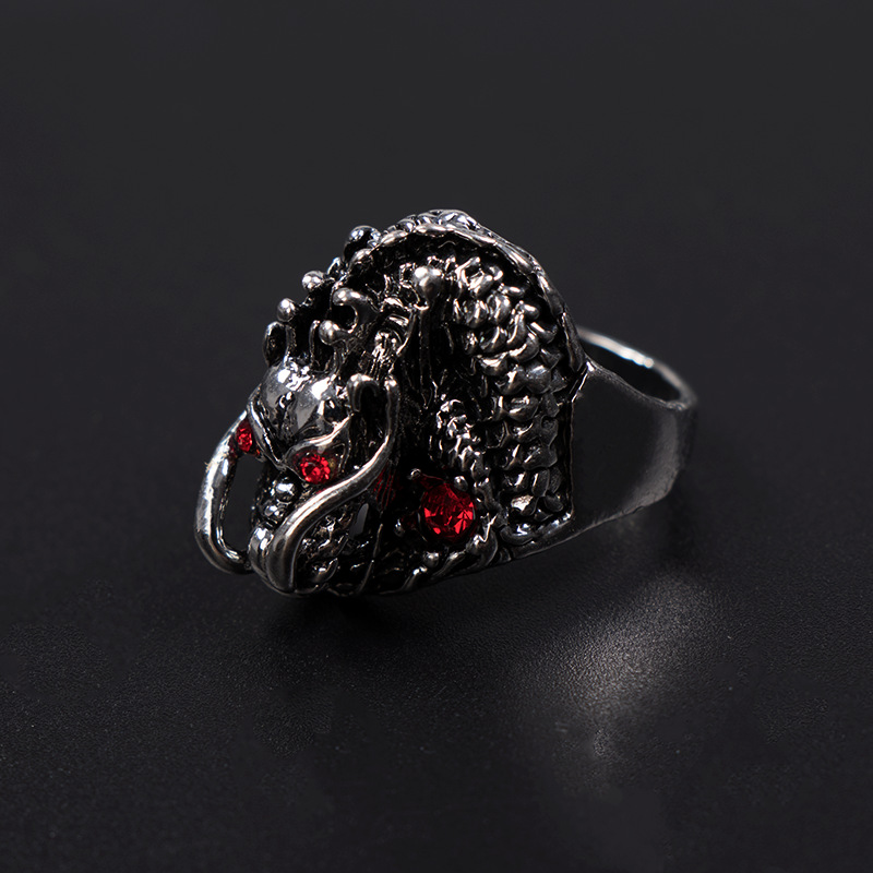 1 Piece Hip-hop Animal Skull Alloy Plating Hollow Out Inlay Artificial Gemstones Rhinestones Unisex Open Ring display picture 3