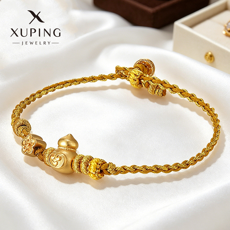 Xuping nueva aleación china de cobre chapado 24k calabaza de color pulsera tejida a mano simple diaria fácil de usar joyas de nicho