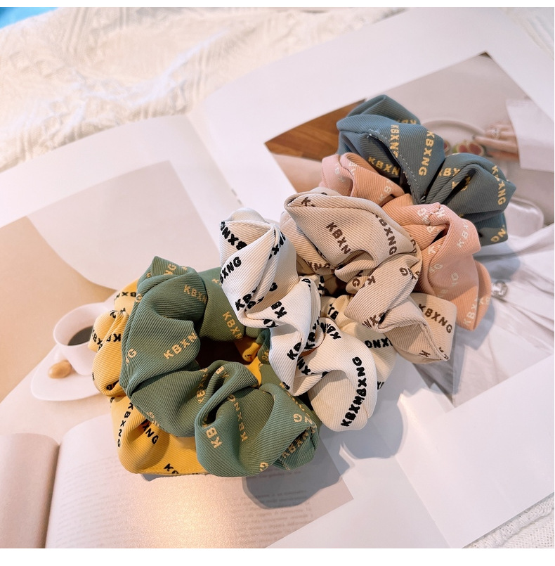 15g Weight Headwear Classification Birthday Occasion Geometric Pattern Women'S Gender Retro Style Khaki, White, Green, Blue, Yellow, Black Color Korean Retro Letter Wave Dot Hair Scrunchies 27