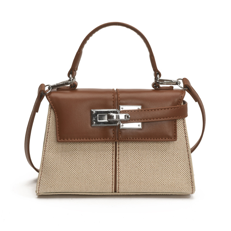 Bolso Kelly portátil de estilo explosivo transfronterizo, bolso cuadrado pequeño con costuras de arpillera para mujer, textura de alta calidad, color en contraste, bolso de mensajero de lujo ligero