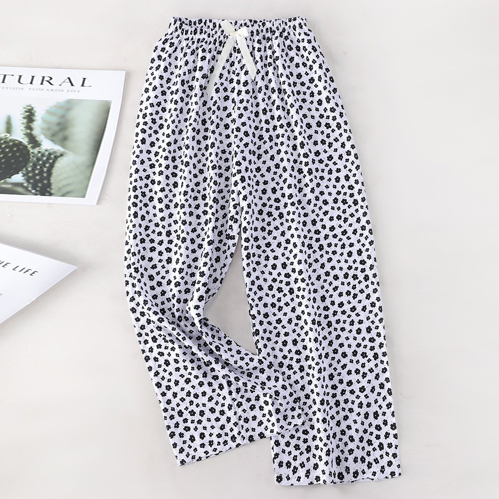 Pantalones de pijama de algodón de verano sueltos para mujeres embarazadas pantalones de piernas anchas colgantes sensación de nueve pantalones para el hogar se pueden usar fuera