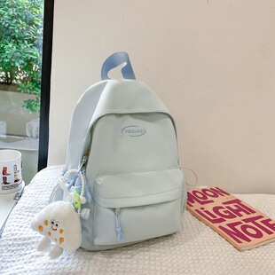 Korean New Solid Color Fresh Style Junior High School Student Backpack Campus Ins Style Mori Style Simple Backpack