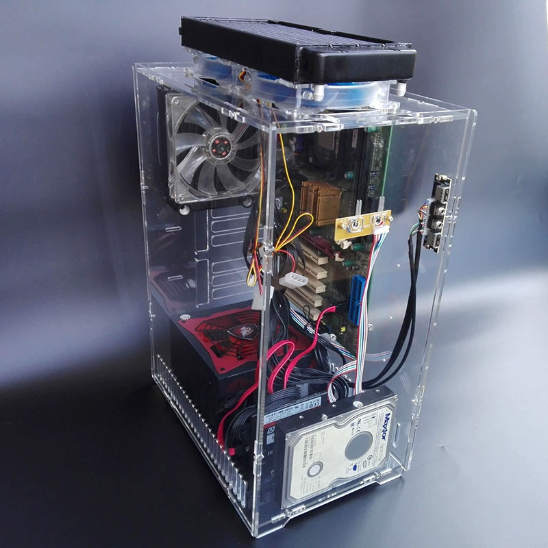 DIY стеклянный акриловый персонализированный полностью прозрачный хрустальный корпус с водяным охлаждением, вертикальный корпус для компьютера ATX с большой платой