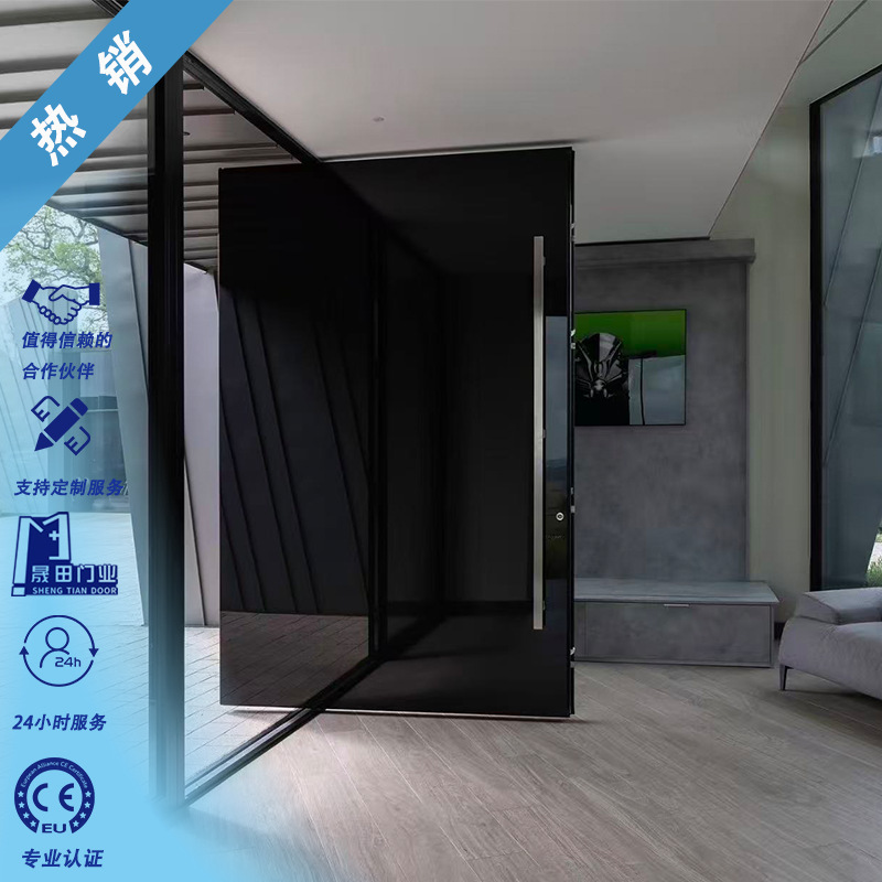 304 Luxury Stainless Steel Mirror Entrance Door, Smart Home Entrance Door, Anti-Theft Door, Soundproof Eccentric Central Axis Door