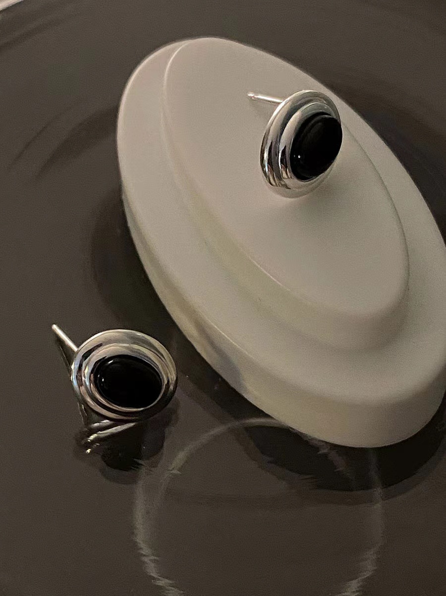 1 Pair Basic Oval Plating Inlay Sterling Silver Agate Ear Studs display picture 1