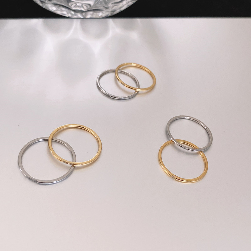 Round Pattern Women'S Gender Inlay Design Fashion Round Titanium Steel Inlay Zircon Rings 1 Piece