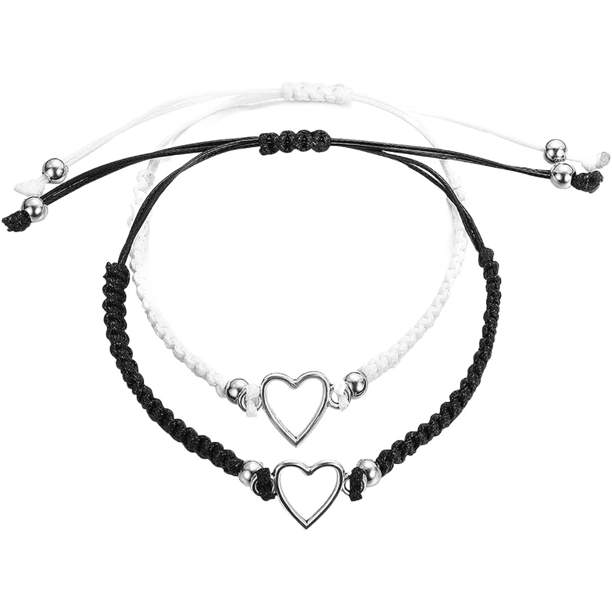Nuevo par transfronterizo de pulsera tejida de amor hueco blanco y negro pulsera magnética de pareja de larga distancia simple