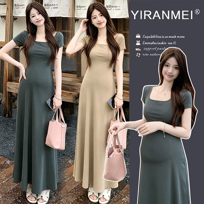 Maternity Wear 2026 Summer New Korean Style Fashion Simple and Elegant Slimming Super Drapey Large Hem Maternity Dress Trendy Maternity Wear 2026 Summer New Korean Style Fashion Simple and Elegant Slimming Super Drapey Large Hem Maternity Dress Trendy