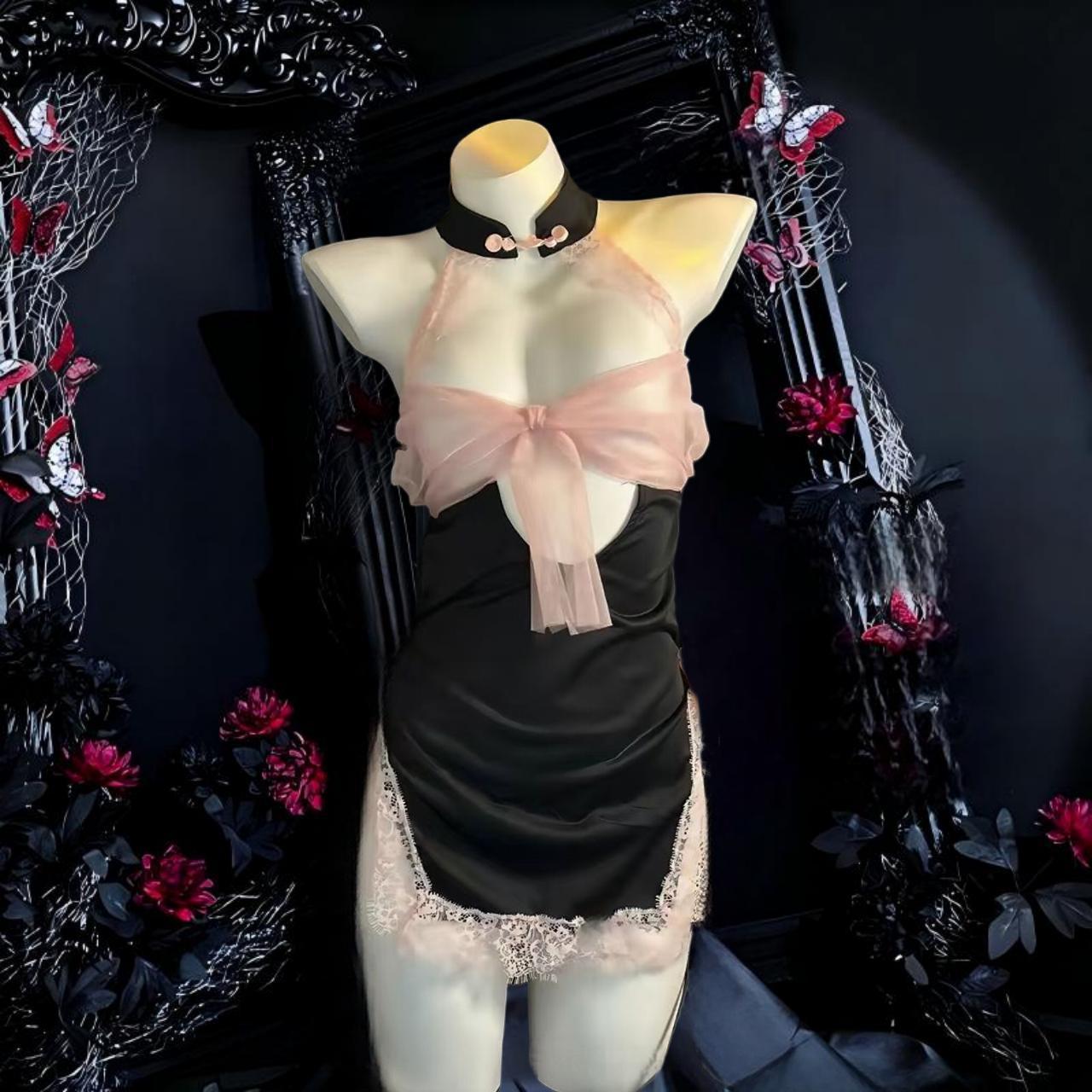 夜美伊情趣内衣蕾丝性感小胸睡衣蝴蝶结露背辣妹超短裙薄款睡裙女