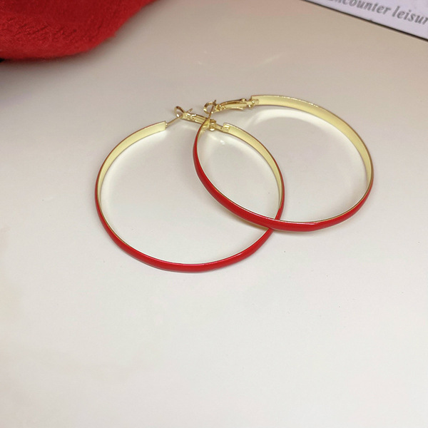 Red geometric fashionable retro earrings