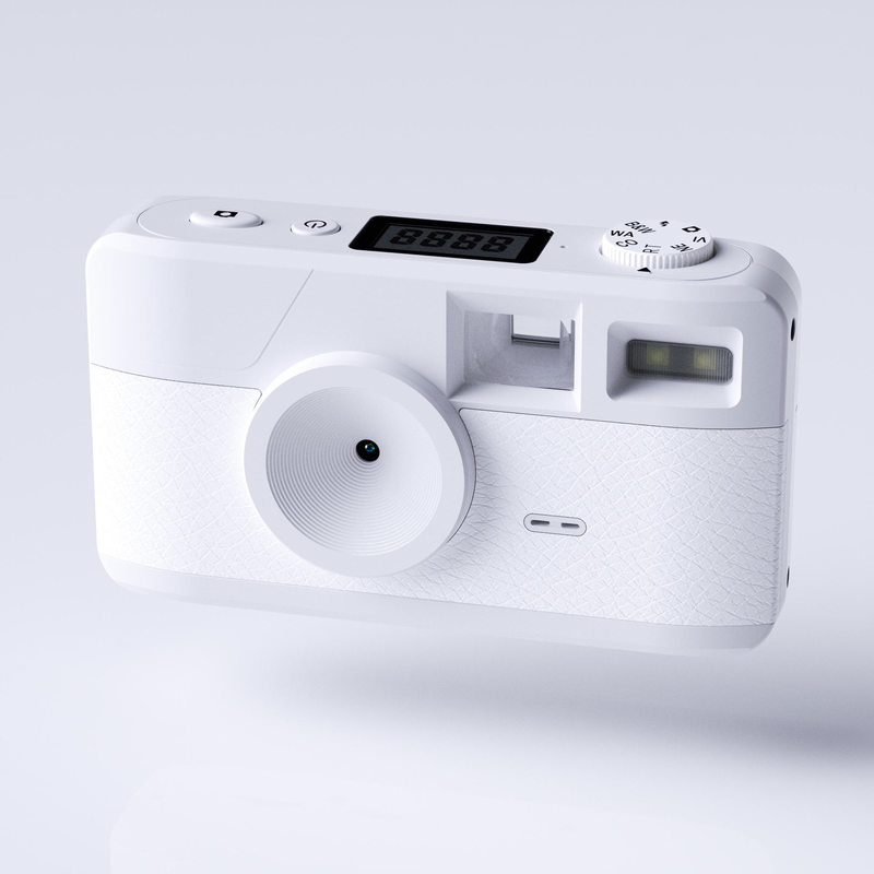 New White Shell Screenless Digital Camera Comes with 8 Filters Photo Led Flash Retro Wear-Resistant Camera Customization
