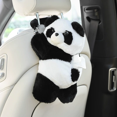 Creative Cute Cartoon Plush Peihui: Car tissue box/set - big-headed-panda-tissue-paper