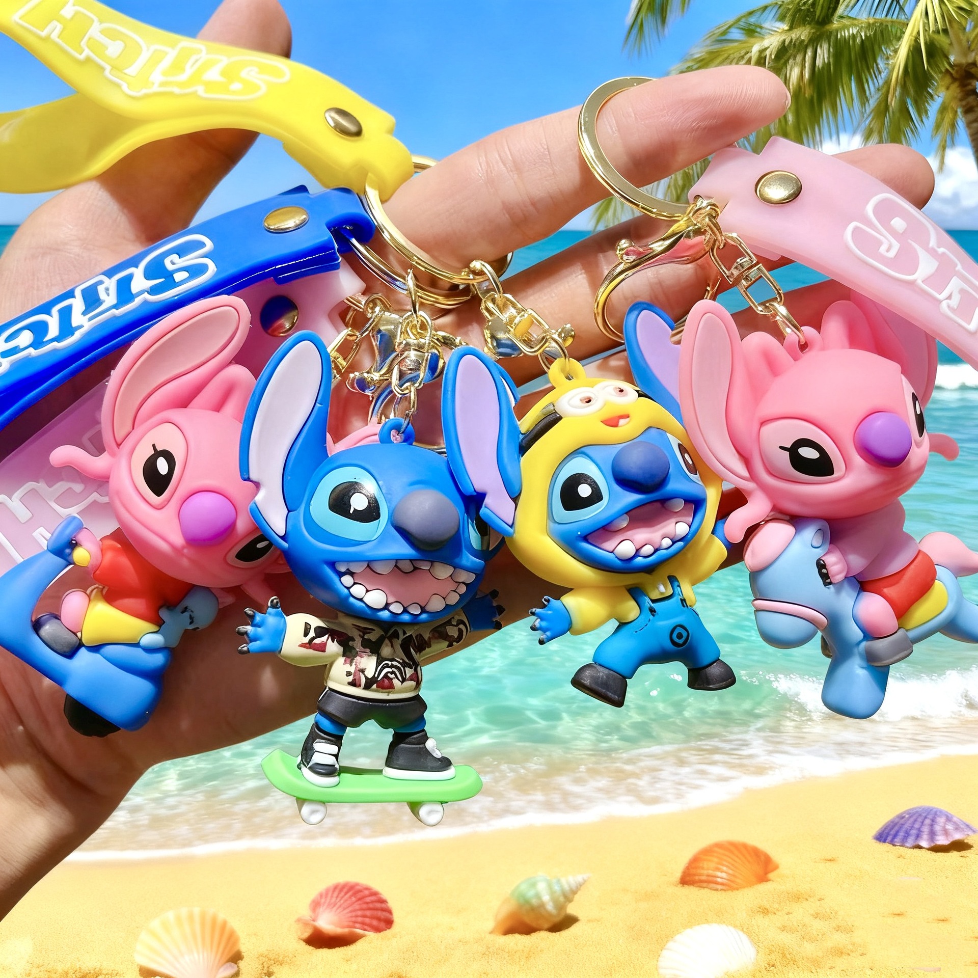 Popular Cartoon Stitch Keychain Small Pendant Couple Backpack Car Keychain Decoration Doll Machine Small Gift