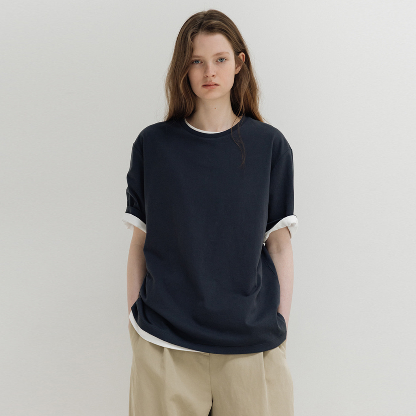 In Stock Moia Short-Sleeved T-Shirt for Women, New Summer Style, Solid Color, Loose Fit, Casual, Versatile, Round Neck, High-End Feel Top