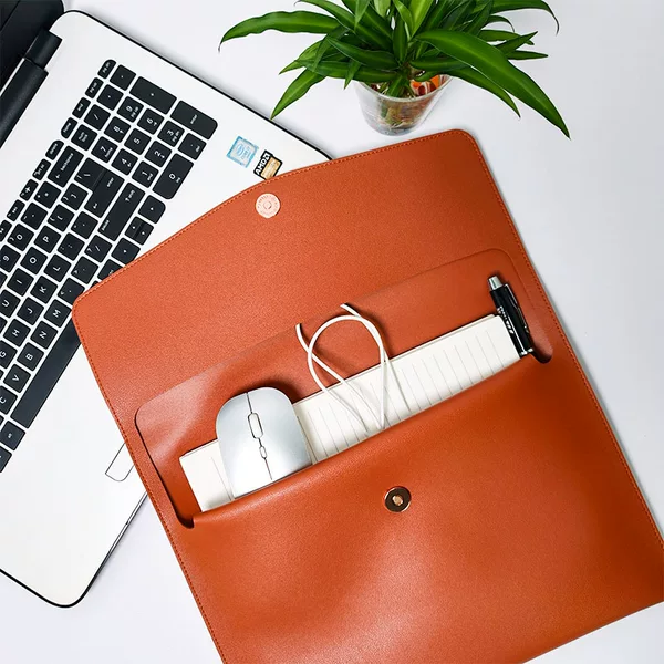Manufacturer's in-stock leather document bag, tablet storage bag, multifunctional office document bag with pen slot and mouse compartment