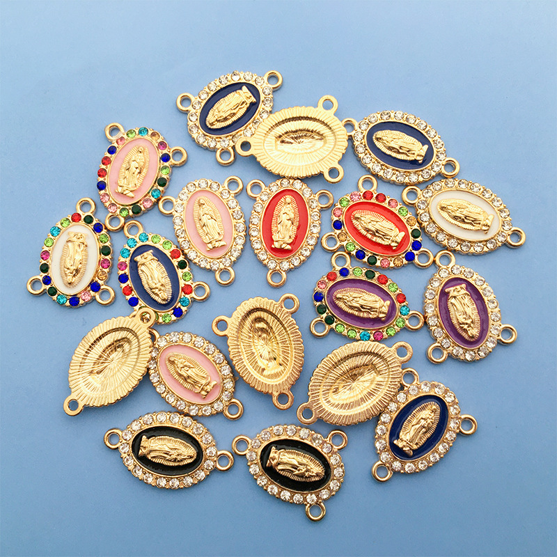 1 Piece Simple Style Human Oval Alloy Enamel Plating Inlay Connector Jewelry Accessories display picture 7