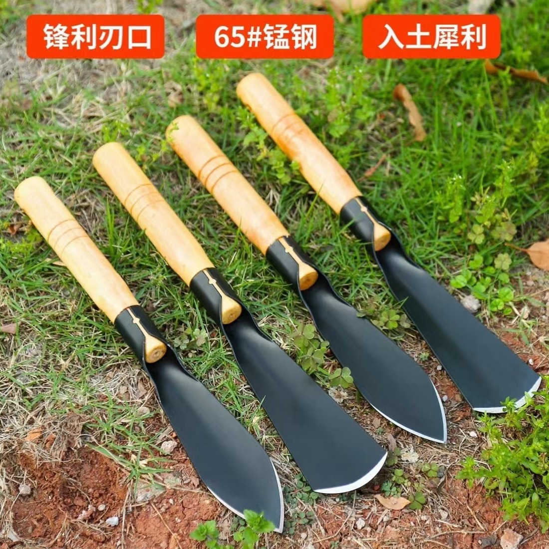 digging wild vegetables digging onion garlic small shovel multi-functional gardening spade potted pine soil wooden handle shovel household drafter