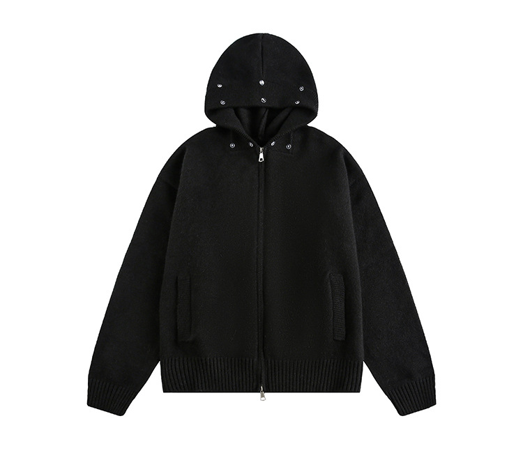 "Retro Detachable Faux Fur Collar Cardigan – Unisex Hooded Sweater Coat (Flower Gray/Black/Bluish/Apricot, S-XXL)"_viptrois.com