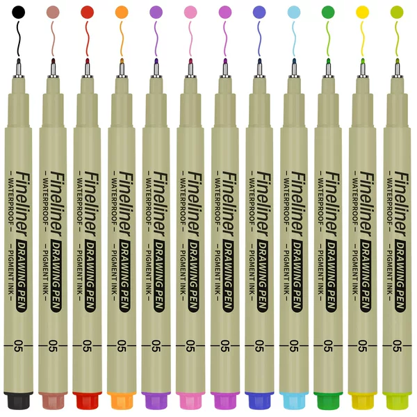 Colorful Fineliner Pens, Waterproof Drawing Pens, Outlining Pens for Art, Comics, Architecture, and Hand-Drawn Sketches