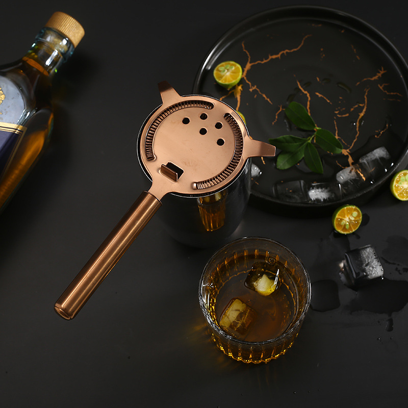 Fabricante en stock 304 Filtro de hielo de acero inoxidable Rosa oro cubo de hielo filtro cóctel separador de hielo barra herramienta