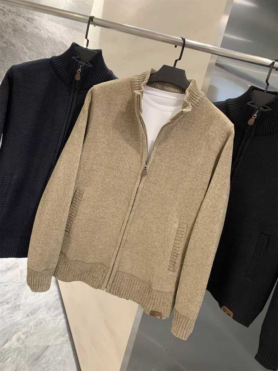 Kişi üçün qalın toxunma sviter jaket, dik yaxalı