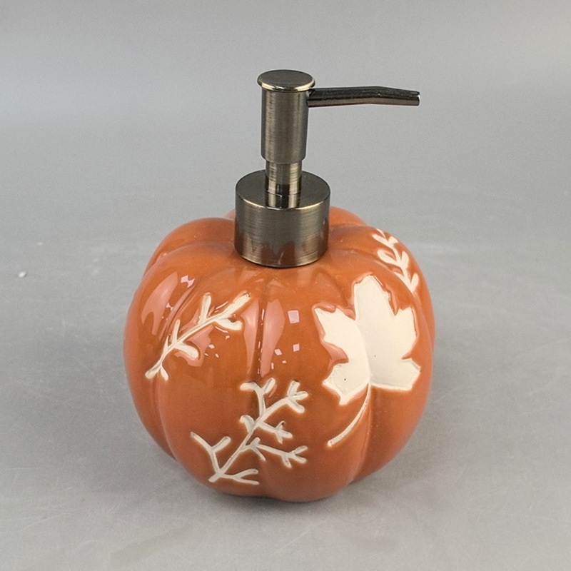 Botella de baño de cerámica de calabaza de Halloween, estilo de prensa de baño, lujo ligero, ambiente festivo de alto valor, decoración del hogar