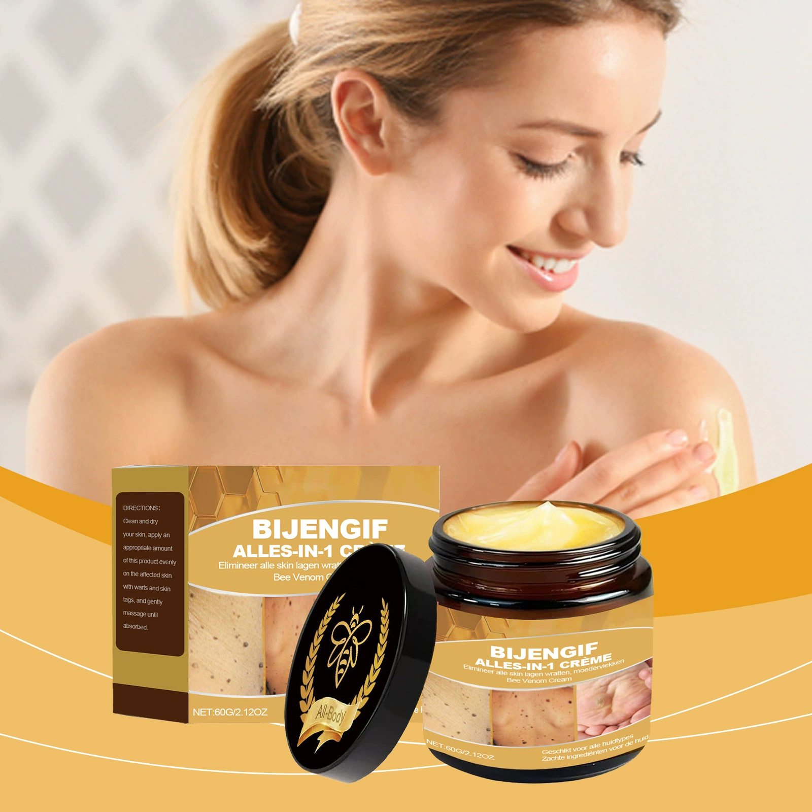 Крем для ухода за кожей с пчелиным ядом, нежное очищение, разглаживание кожи, увлажняющий крем для ухода за кожей тела