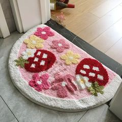 跨境temu新款热销半圆仿羊绒地垫浴室吸水脚垫卧室加厚亲肤床边毯