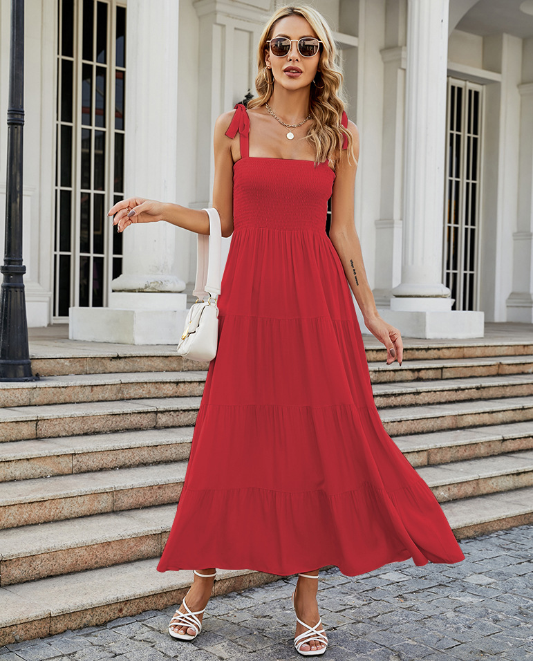 259g Weight Maxi Long Dress Dress Length Type Sleeveless Sleeve Length Regular Dress Dresses Type Regular Sleeve Sleeve Type Polyester Fabric Type High Waist Waist Line Daily Occasion Strap Neckline Regular Fit Fit Type Printing, Polka Dots Pattern Summer, Spring Season Women's Gender Elegant Style Wholesale Women's Elegant Printing Polka Dots Daily Strap Sleeveless Regular Dress 25