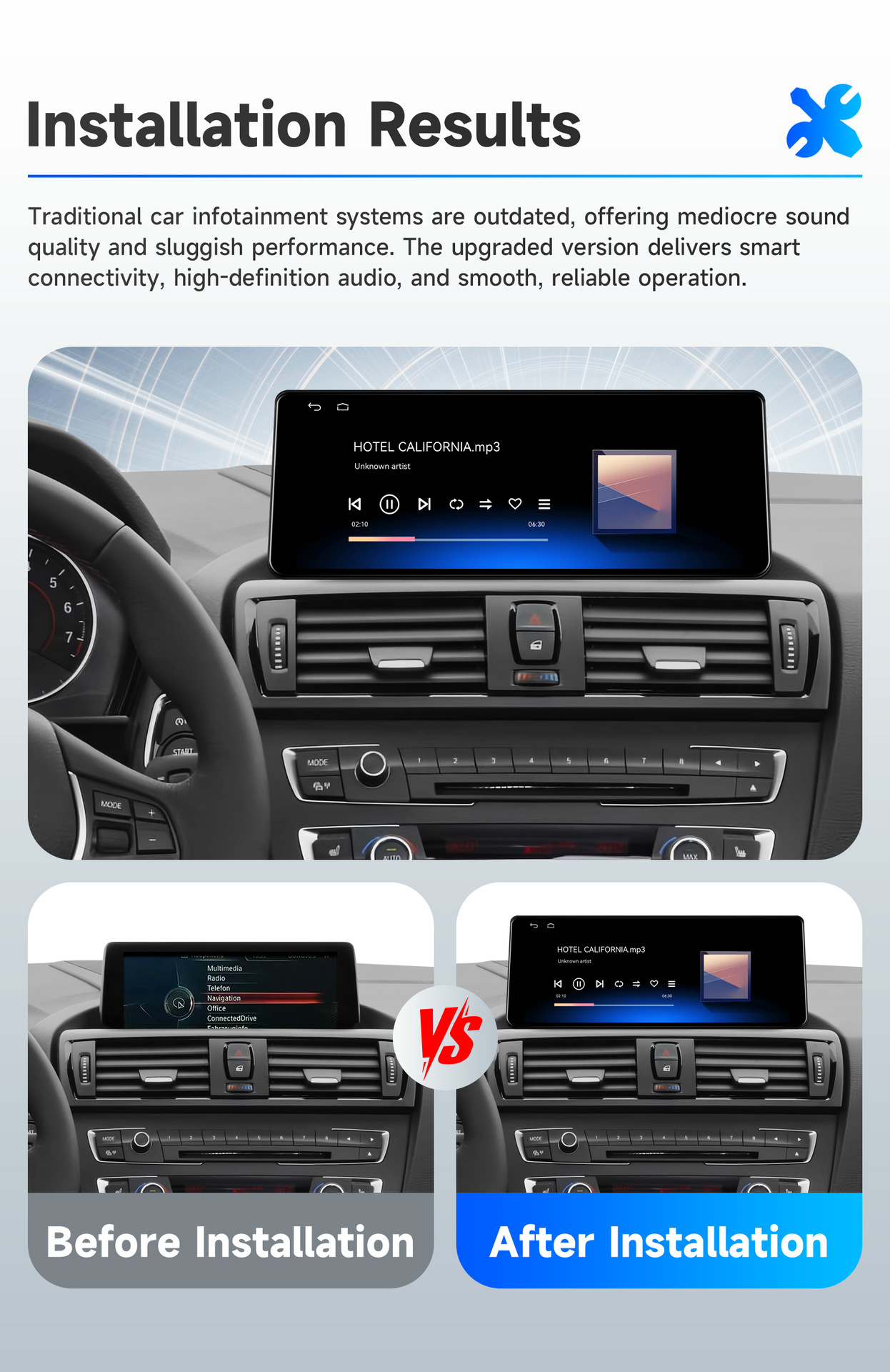 12.3inch Suitable for BMW 1 Series 2 Series F20 F21 central control large screen GPS navigation all-in-one machine with Bluetooth Carplay