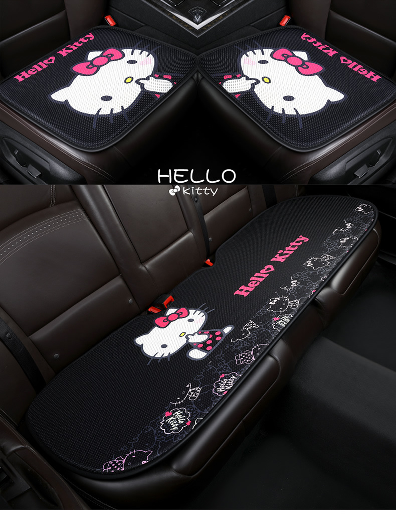 kitty cartoon car cushion single piece three-piece set goddess Four Seasons universal small waist summer car cushion Main driving