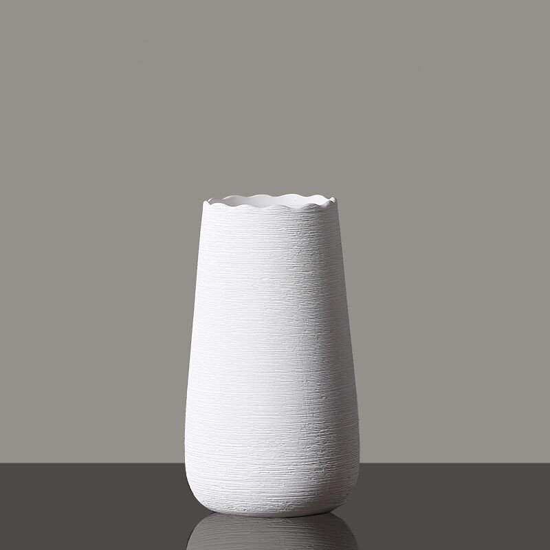 Decoración de jarrón de cerámica negra Decoración de arreglo floral de sala de estar Wabilifeng ins Decoración creativa de flores secas simples blancas