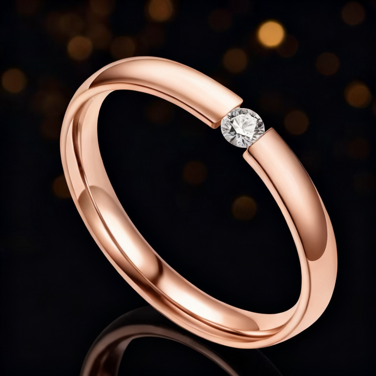 Stainless steel ring ladies light luxury women's non-fading niche ring diamond zircon titanium steel jewelry wholesale