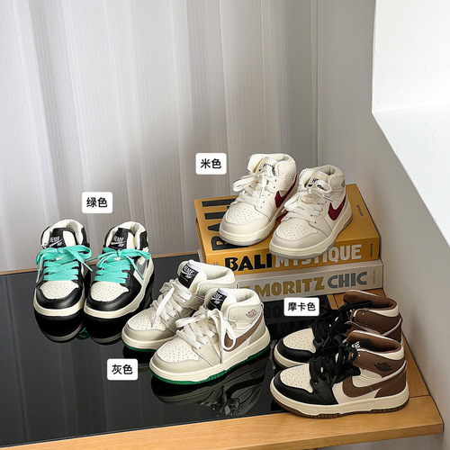Xiameng children's shoes  autumn new children's color matching high-top trendy sneakers girls' sports shoes boys' casual shoes