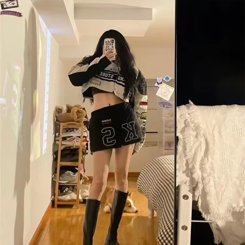 Americana desmontable chaqueta de la motocicleta pareja retro hip hop Suelta todo partido uniforme de béisbol nueva chaqueta