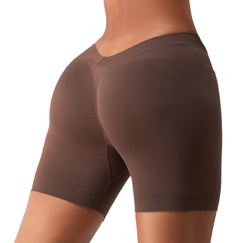 Transfronterizos europeos y americanos sin fisuras de tres puntos pantalones cortos deportivos de melocotón de las mujeres levantamiento de cadera correr apretado fitness deportes pantalones cortos de yoga
