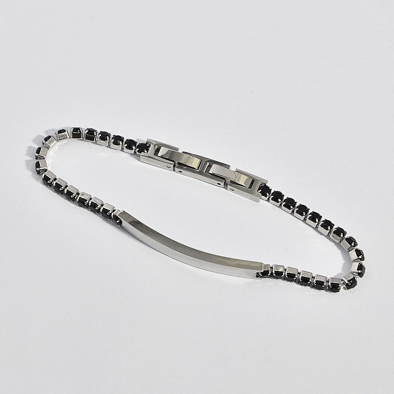 Titanium Steel Material Retro Classic Style Geometric Customization Laser Engraving Titanium Steel Zircon Men's Bracelets Men's Chain Bracelets