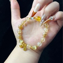 天然黄水晶黄茶晶小幅牌高货月光石黄塔晶手链原创设计女饰品批发