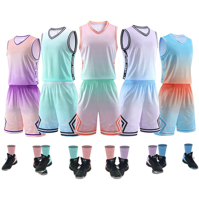 全身定制篮球服套装儿童运动比赛训练队服个性定制背心球衣印制号|ru