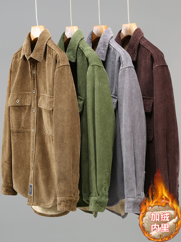 Chaqueta informal cálida y gruesa con forro polar estilo vintage para hombres jóvenes, nueva colección otoño-invierno G151