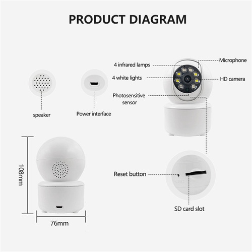 ICSEE Indoor 3MP Wireless WiFi Camera with 360-Degree Rotation and Remote Access via Mobile Phone