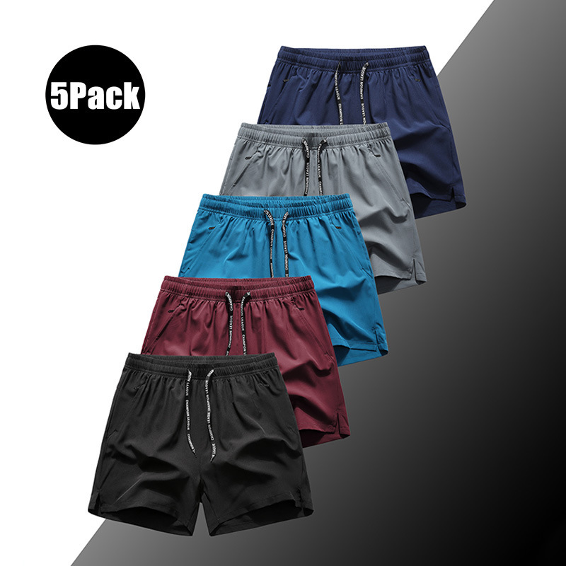 5-Pack Men's Summer Casual Sports Shorts Quick-Drying Solid Color Three-Quarter Shorts for Exercise, Running, and Outdoor Wear Jogging Shorts