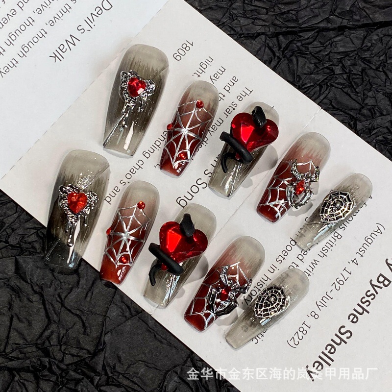 TEMU SHEIN Explosions Wholesale Retro Dark Punk Gothic Wear Nail Spider Gradient False Nail Pieces TEMU SHEIN Explosions Wholesale Retro Dark Punk Gothic Wear Nail Spider Gradient False Nail Pieces